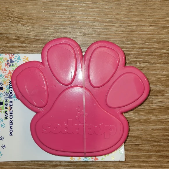 SodaPup Paw Print Power Chewer Dog Toy Pink New - Picture 4 of 9